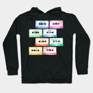 Watercolor color cassettes Spanish labels Hoodie